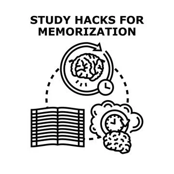 Study hacks for memorization process and learning strategies Stock Illustration