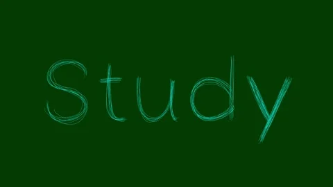 Study Hand-Drawn Text Animation | Green Screen Chroma Key Video Stock Footage 314506395