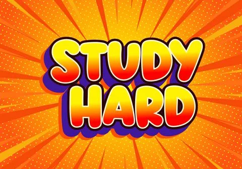 Study hard comic text on bright burst background Stock Illustration