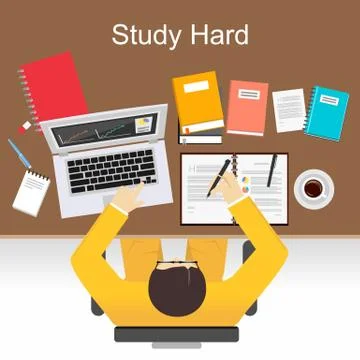 Study hard concept illustration. Flat design illustration concepts for study  Stock Illustration