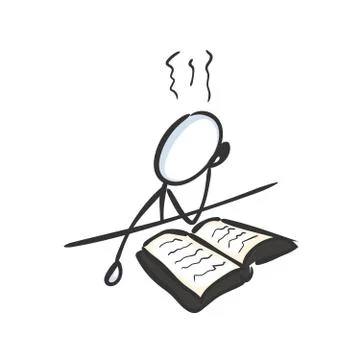 Study hard. Memorizing book. Preparing for exam. Learn revise process. Readin Stock Illustration