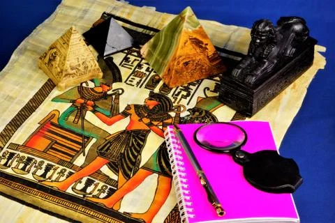 The study of the history of ancient Egypt. Stock Photos