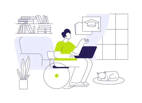 Study from home isolated cartoon vector illustrations. Ilustración de archivo