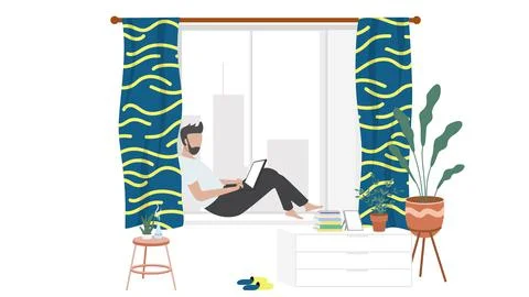Study from home through online computer Illustrazione stock