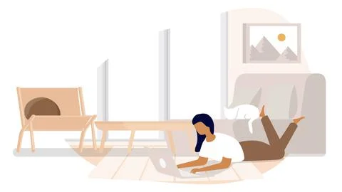 Study from home through online computer Illustrazione stock