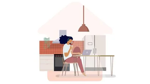 Study from home through online computer Stock Illustration