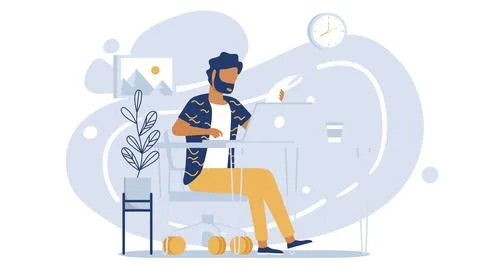Study from home through online computer Stock Illustration