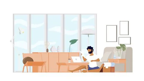 Study from home through online computer Illustrazione stock