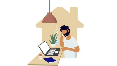 Study from home through online computer Stock Illustration