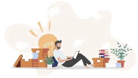 Study from home through online computer Stock Illustration