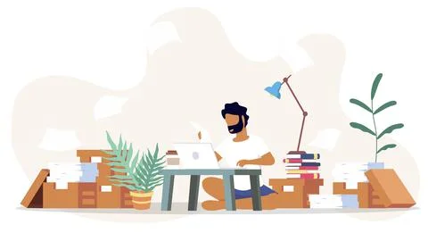 Study from home through online computer Stock Illustration