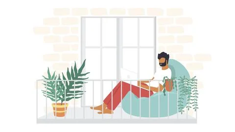 Study from home through online computer Stock Illustration