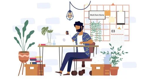 Study from home through online computer Stock Illustration