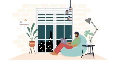 Study from home through online computer Illustrazione stock