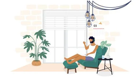 Study from home through online computer Stock Illustration