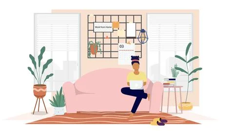 Study from home through online computer Stock Illustration