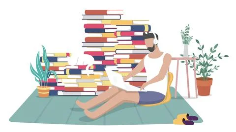 Study from home through online computer Stock Illustration