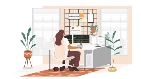 Study from home through online computer Illustrazione stock