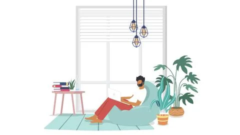 Study from home through online computer Illustrazione stock