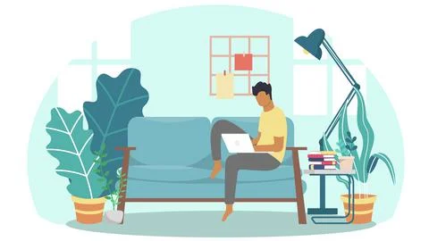 Study from home through online computer Stock Illustration