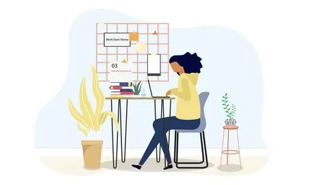 Study from home through online computer Illustrazione stock
