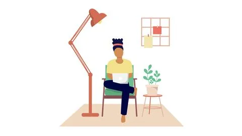 Study from home through online computer Stock Illustration