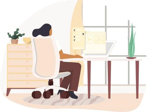 Study from home through online computer Stock Illustration
