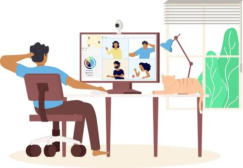 Study from home through online computer Stock Illustration
