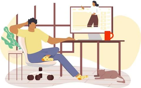 Study from home through online computer Stock Illustration
