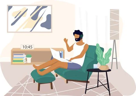 Study from home through online computer Stock Illustration