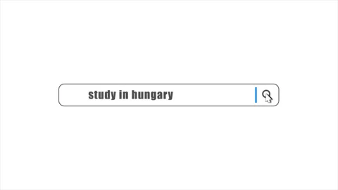 Study in Hungary in search animation. Internet browser searching Stock Footage 272307541