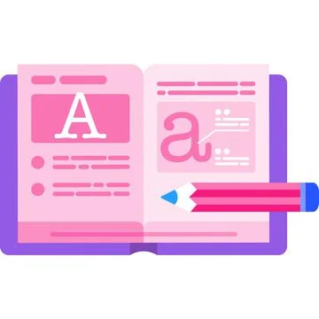 Study icon learn alphabet flat vector book Stock Illustration