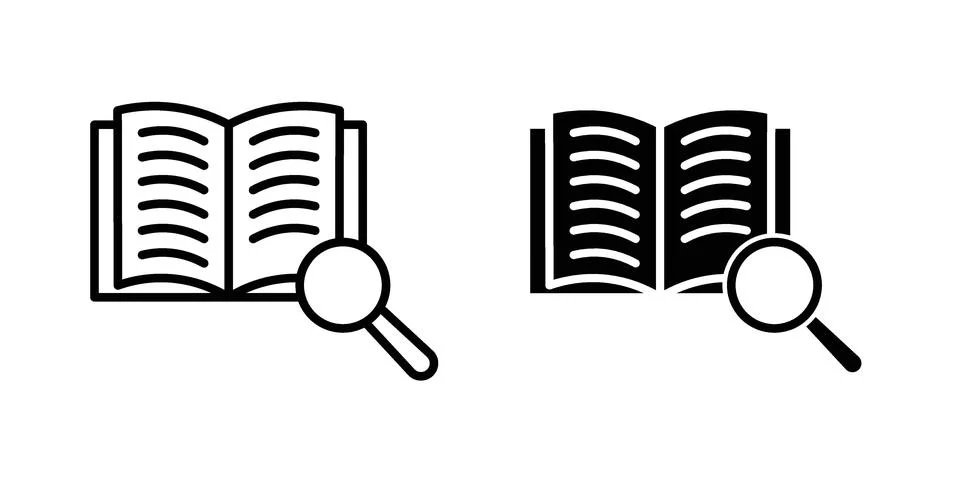 Study icon vector concepts, line and silhouette style Stock Illustration