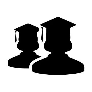 Study icon vector female group of students person profile avatar mortar board Stock Illustration