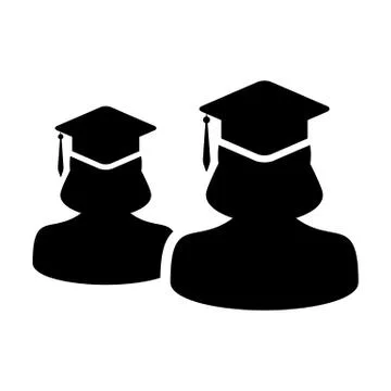 Study icon vector female group of students person profile avatar with mortar cap Stock Illustration