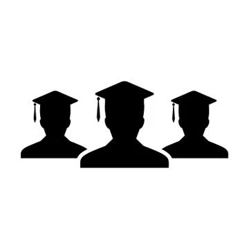 Study icon vector male group of students person profile avatar with mortar hat Stock Illustration