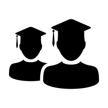 Study icon vector male group of students person profile avatar with mortarboard Stock Illustration
