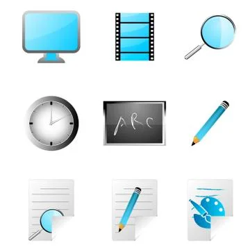 Study icons Stock Illustration