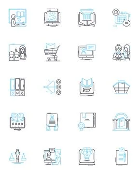 Study idea linear icons set. Innovation, Exploration, Experimentation, Inquiry Illustrazione stock