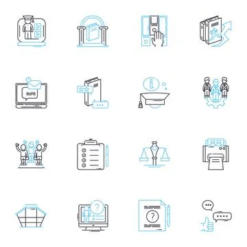 Study idea linear icons set. Innovation, Exploration, Experimentation, Inquiry Illustrazione stock