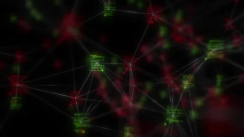 A study of information network nodes. Blurred red-green background. Seamless Stock Footage 240462993