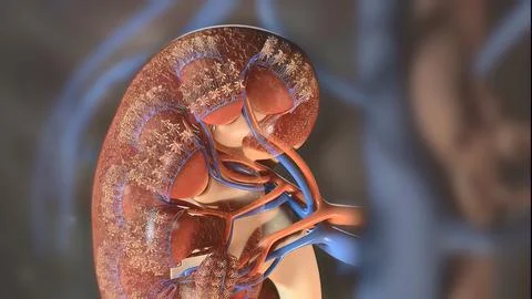 Study Of Kidney 3d medical 库存插图