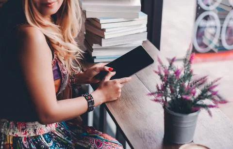 Study for knowledge Read books in the library. 库存照片