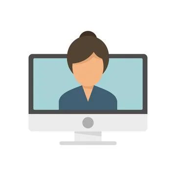 Study language online icon flat isolated vector Stock Illustration