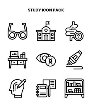 Study Line Bundle Icons Pack Stock Illustration