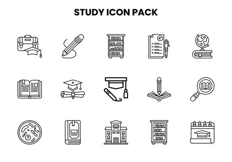 Study Line Design Icons Pack Ilustração Stock