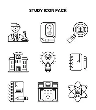 Study Line Graphics Icons Pack Stock Illustration
