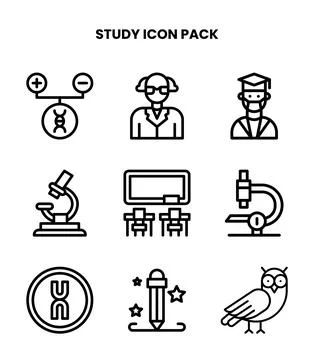 Study Line Graphics Icons Pack Stock Illustration