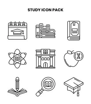 Study Line Icons Pack Stock Illustration