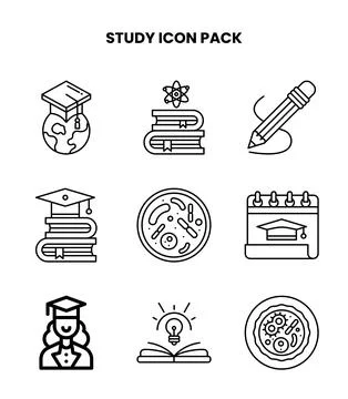 Study Line Scalable Icons Pack Stock Illustration